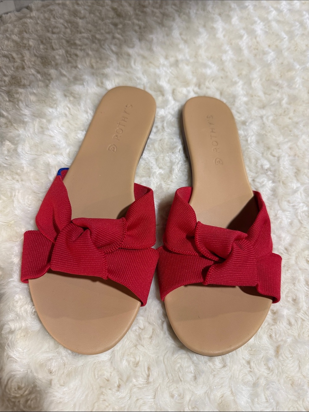 Rothy’s Women's Red Bow Slide Sandals, size 7, 2*